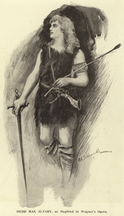 Sr. Max Alvary, como Siegfried na Ópera de Wagner de English Photographer
