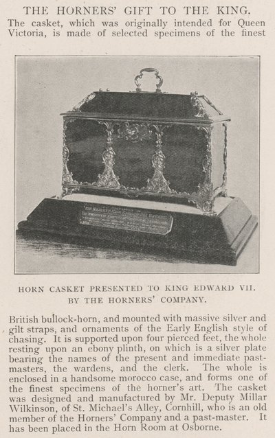 Caixão de chifre apresentado ao rei Edward VII pela empresa Horners de English Photographer