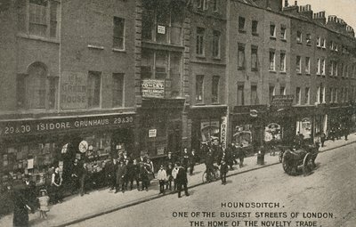 Houndsditch, uma das ruas mais movimentadas de Londres, a casa do comércio de novidade, Londres de English Photographer