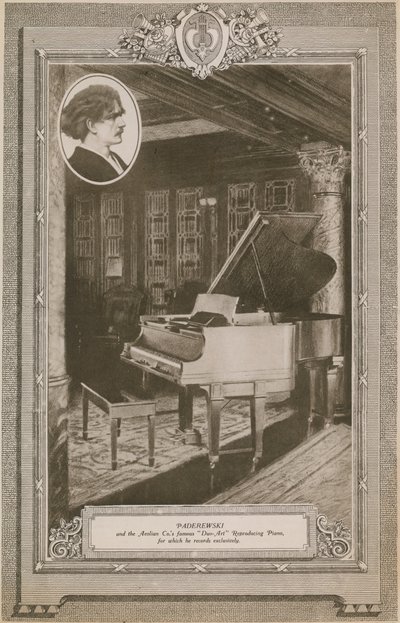 Ignacy Jan Paderweski e a Companhia Dupla Eólia de Reprodução de Piano Duo-Art de English Photographer