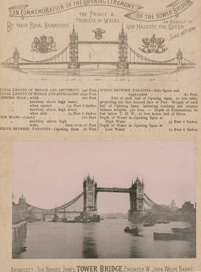 Em comemoração da abertura da Tower Bridge de English Photographer