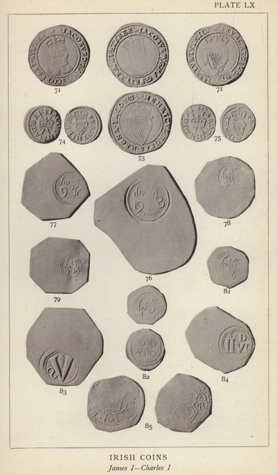 Moedas Irlandesas, James I, Charles I (foto a p/b) de English Photographer