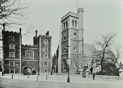 Palácio de Lambeth Igreja de Santa Maria, Lambeth Palace Road: porta de entrada e Igreja de Santa Maria, 1890 de English Photographer