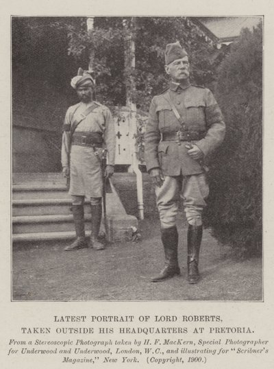Retrato mais recente de Lord Roberts, levado para fora de sua sede em Pretória de English Photographer