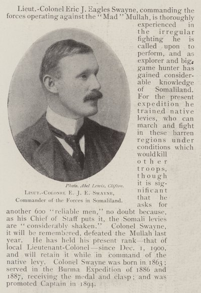 Tenente-Coronel EJE Swayne, Comandante das Forças na Somalilândia de English Photographer