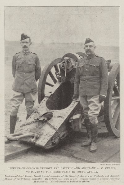 Tenente-Coronel Perrott e Capitão e Ajudante AC Currie, para Comandar o Trem de Cerco na África do Sul de English Photographer