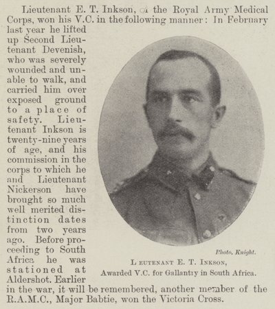 Tenente ET Inkson, premiado com VC por Gallantry na África do Sul de English Photographer