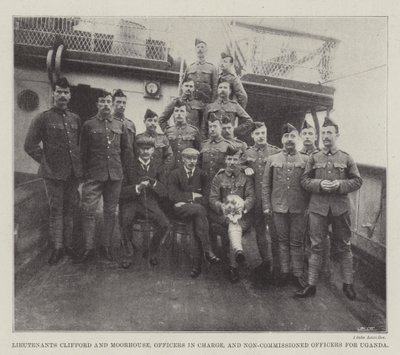 Tenentes Clifford e Moorhouse, oficiais encarregados e oficiais não comissionados de Uganda de English Photographer