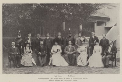 Lord Curzons visita a Lucknow, um grupo na sede do governo de English Photographer