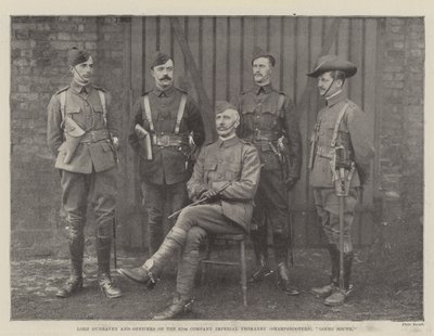 Lord Dunraven e oficiais da 67ª Companhia Imperial Yeomanry (Sharpshooters), indo para o sul de English Photographer