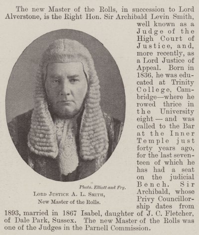 Lord Justice AL Smith, novo mestre dos Rolls de English Photographer