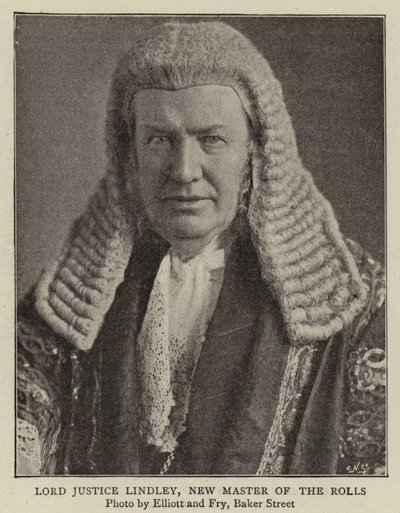 Lord Justice Lindley, novo mestre dos Rolls de English Photographer