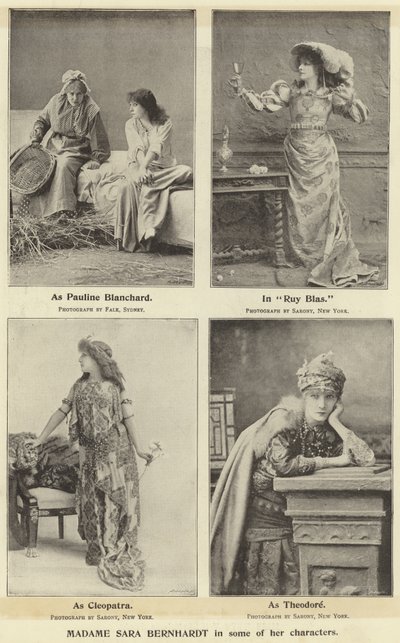Madame Sara Bernhardt em alguns de seus personagens de English Photographer