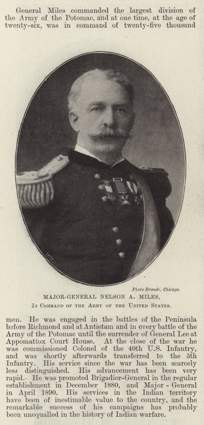 Major-General Nelson A Miles, no Comando do Exército dos Estados Unidos de English Photographer