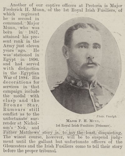 Major FH Munn, 1º Royal Irish Fusiliers (Prisioneiro) de English Photographer