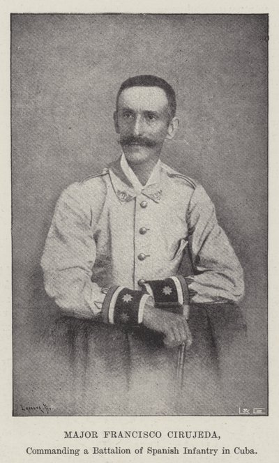 Major Francisco Cirujeda, comandante de um batalhão de infantaria espanhola em Cuba de English Photographer