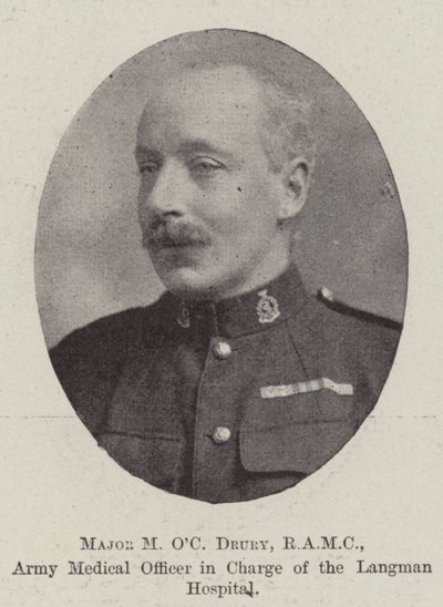 Major M OC Drury, RAMC, Oficial Médico do Exército encarregado do Hospital Langman de English Photographer