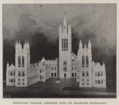 Marischal College, Aberdeen, com suas extensões projetadas de English Photographer