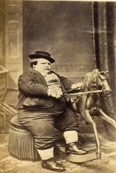 Mestre Richard Beanham por seu cavalo de balanço, 1870 (impressão de albume) de English Photographer