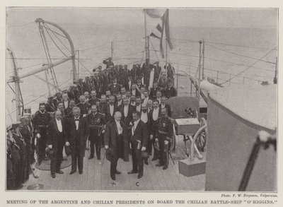 Encontro dos Presidentes Argentino e Chileno a bordo do navio de guerra chileno OHiggins de English Photographer