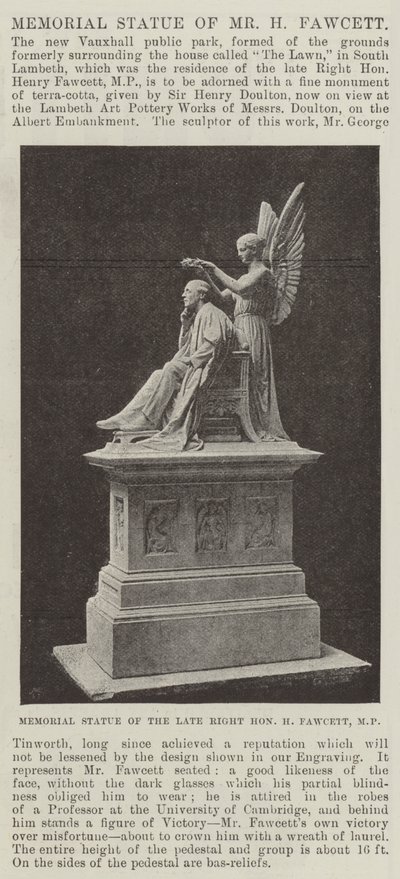 Estátua Memorial do Sr. H Fawcett de English Photographer