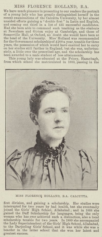 Miss Florence Holland, BA, Calcutá de English Photographer