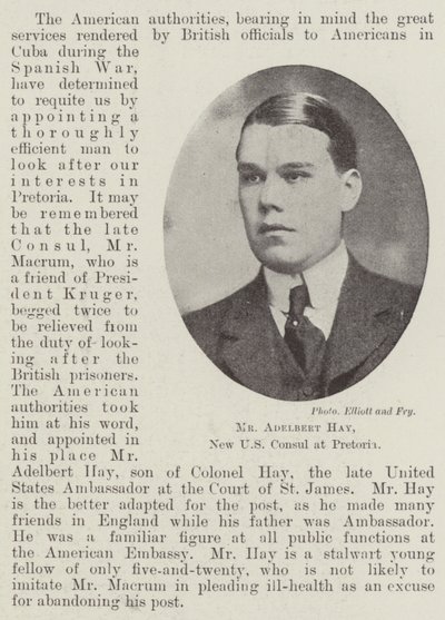 Sr. Adelbert Hay, novo cônsul dos EUA em Pretória de English Photographer