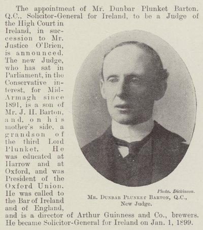 Sr. Dunbar Plunket Barton, QC, novo juiz de English Photographer