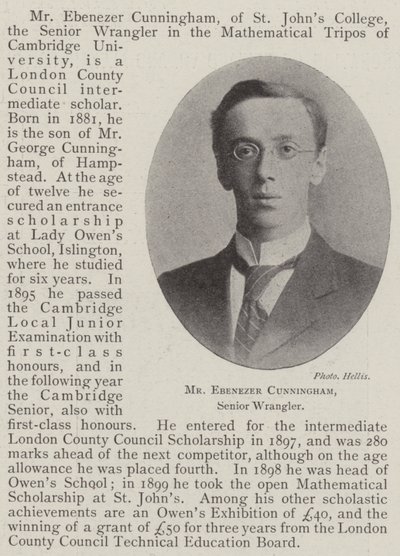 Sr. Ebenezer Cunningham, Senior Wrangler de English Photographer