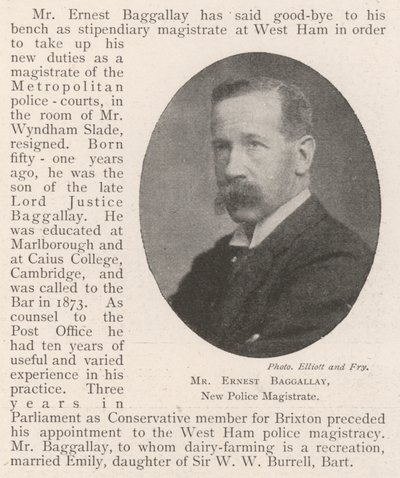 Sr. Ernest Baggallay, novo magistrado da polícia de English Photographer