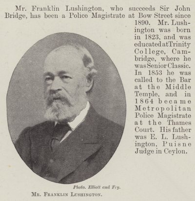 Sr. Franklin Lushington de English Photographer