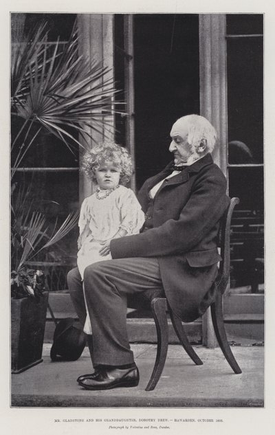 Sr. Gladstone e sua neta, Dorothy Drew, Hawarden, outubro de 1893 de English Photographer