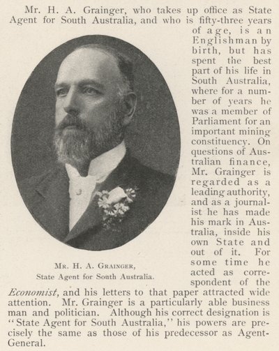 Sr. HA Grainger, agente estadual da Austrália do Sul de English Photographer