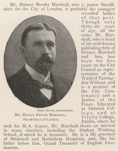 Sr. Horace Brooks Marshall, xerife eleito de Londres de English Photographer