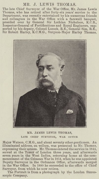 Sr. James Lewis Thomas, chefe do Topógrafo, Departamento de Guerra de English Photographer