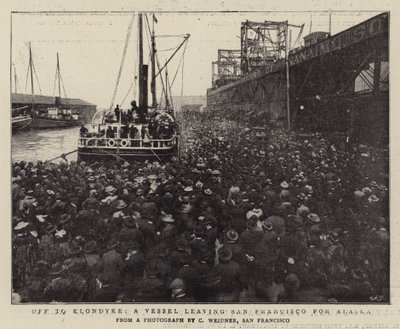 De volta a Klondyke, um navio saindo de São Francisco para o Alasca de English Photographer