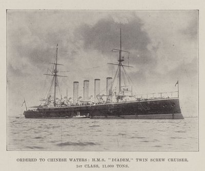 Encomendado para Águas Chinesas, HMS Diadem, Twin Screw Cruiser, 1ª Classe, 11.000 Tons de English Photographer