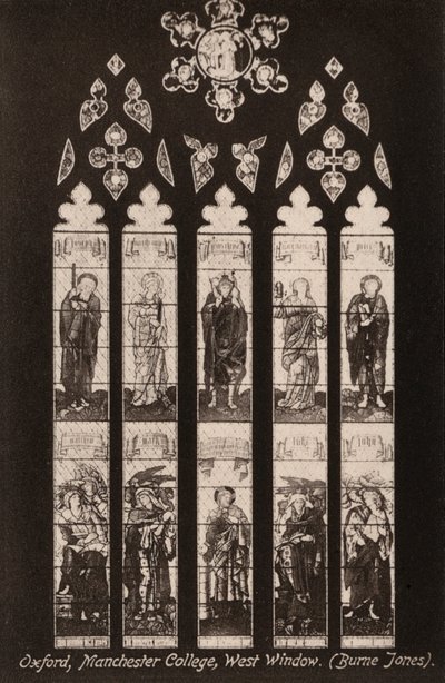 Oxford, Manchester College, West Window, Burne Jones (foto a p/b) de English Photographer