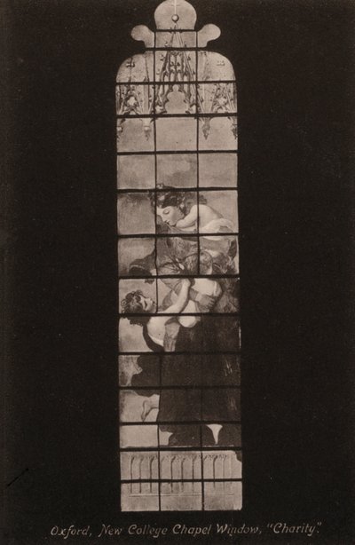 Oxford, New College Chapel Window, Charity (foto a p/b) de English Photographer