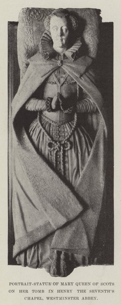 Retrato-Estátua de Maria Rainha dos Escoceses em seu túmulo em Henry a Sétima Capela, Abadia de Westminster de English Photographer