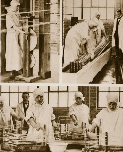 Preparando Cat-Gut na própria fábrica dos Hospitais de Londres (foto sépia) de English Photographer