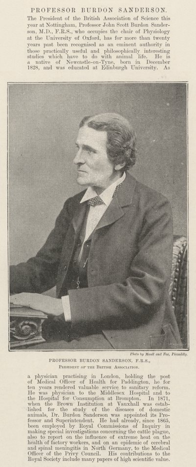 Professor Burdon Sanderson, FRS, Presidente da Associação Britânica de English Photographer