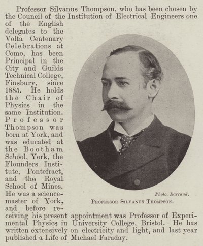 Professor Silvanus Thompson de English Photographer