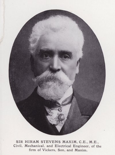 Homens proeminentes de Londres: Sir Hiram Stevens Maxim (foto a p/b) de English Photographer
