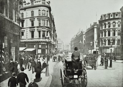 Queen Victoria Street, olhando para o leste da Queen Street, cidade de Londres, 1890 de English Photographer
