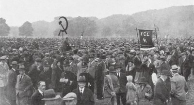 Manifestação de trabalhadores desempregados em Hyde Park, Londres de English Photographer