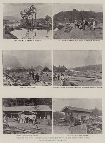 Cenas no nordeste do Japão, mostrando o efeito das ondas de maré recentes de English Photographer