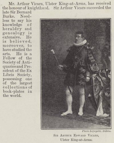 Sir Arthur Edward Vigars, Ulster Rei-de-Armas de English Photographer