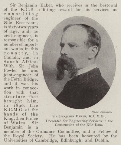Sir Benjamin Baker, KCMG, condecorado por serviços de engenharia na construção da barragem do Nilo de English Photographer