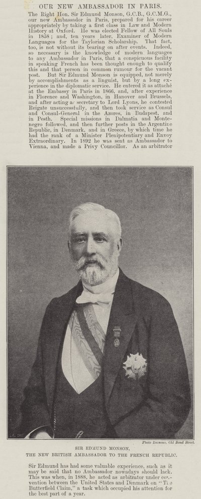 Sir Edmund Monson, o novo embaixador britânico na República Francesa de English Photographer